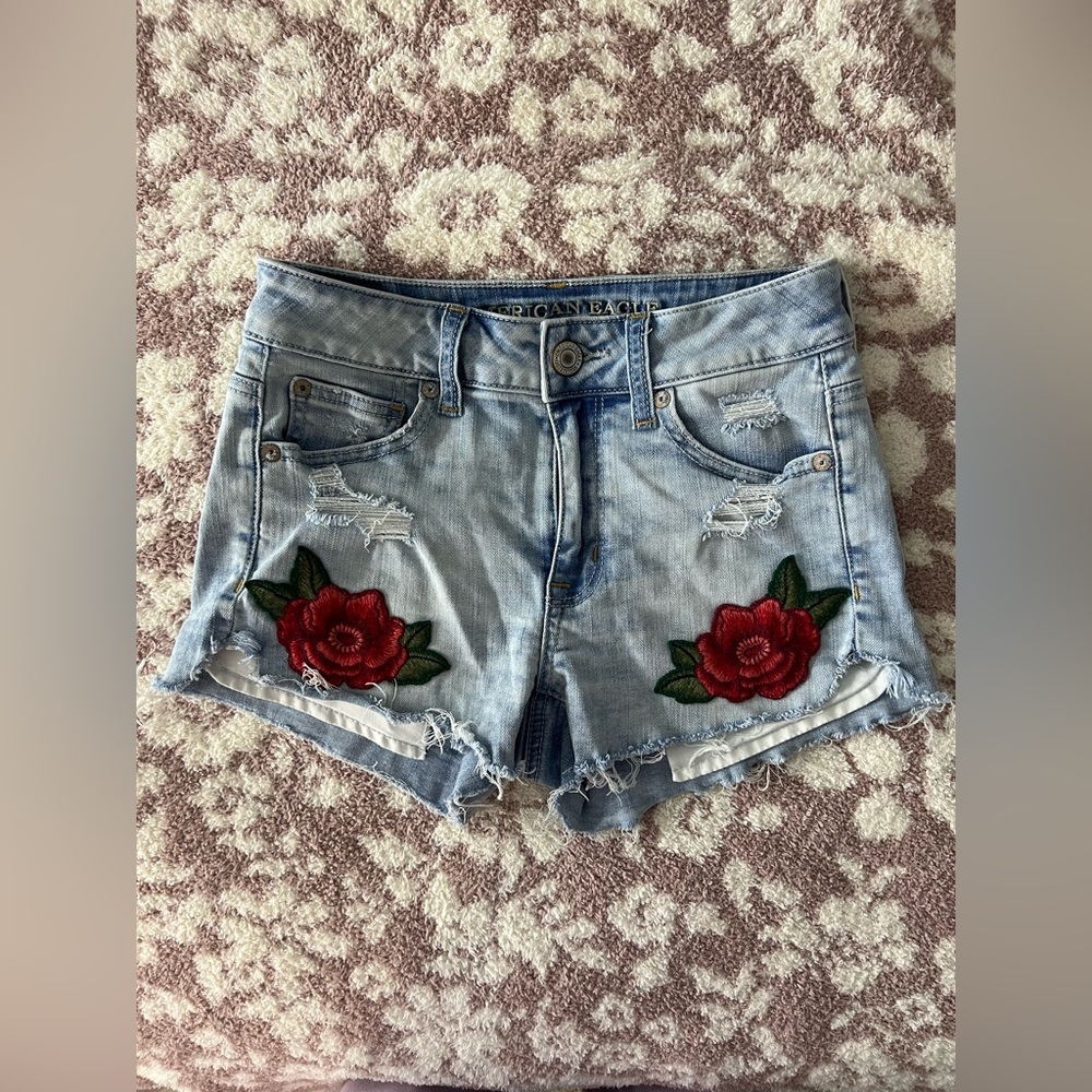 “Super Stretchy” Rose Shorts (American Eagle)
